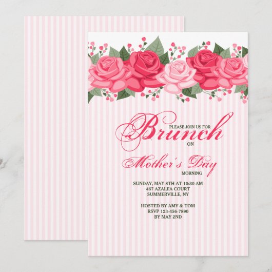 バラ縁ど招待状 招待状 (正面/裏面)