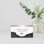 バラ縁ど金ゴールドブモダンラック&金ゴールド大理石 名刺 (スタンド正面)