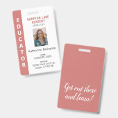 バラ縦型ストライプホームスクール教育者IDバッジ バッジ (正面&裏面)