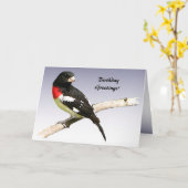 バラ胸グロスビーク誕生日 カード (黄色い花)