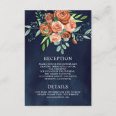 バラ自然テラコッタフローラネイビー結婚ズ詳細 エンクロージャーカード (正面)