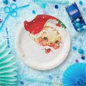 バラ色が頬をかき立て笑うヴィンテージサンタ  ペーパープレート (パーティー)