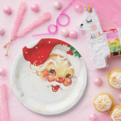 バラ色が頬をかき立て笑うヴィンテージサンタ  ペーパープレート (パーティー)