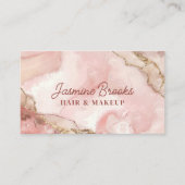 バラ色とゴールドの水彩エレガント 名刺 (正面)
