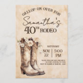 バラ色とブーツ 40歳のウェスタン・バースデー 招待状 (正面)