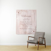 バラ色とローズゴールドの箔押し花柄 ウェディング ウェルカム タペストリー (インサイチュ)