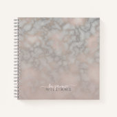 バラ色と灰色の大理石のエレガントなデザイン ノートブック (正面)