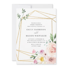 バラ色と紫の花モチーフのユーカリの結婚式