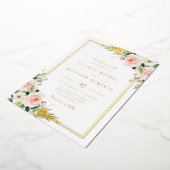 バラ色と金のフレーム ウェディング フォイル インビテーション 箔招待状 (回転した状態)