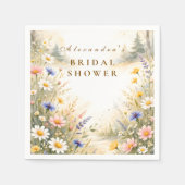 バラ色と青い草原の花嫁シャワー スタンダードカクテルナプキン (正面)