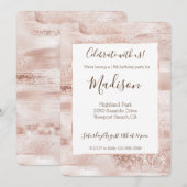 バラ色のきらきら輝くスパークル 招待状 (正面/裏面)