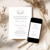 バラ色のウェディングカリグラフィースクリプトモノグラム 招待状