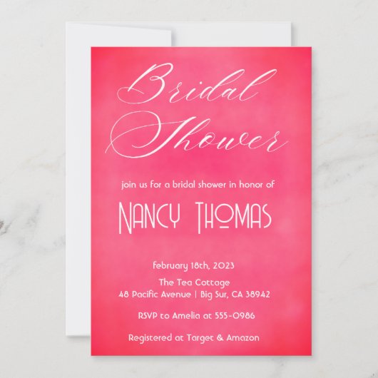 バラ色のウェディングシャワー 招待状 (正面)