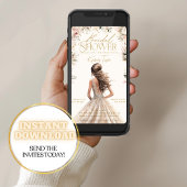 バラ色のウェディングドレス　フラワーブライダルシャワー 招待状