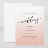 バラ色のオンブルウォーターカラーエレガント招待状 招待状 (正面/裏面)