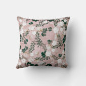 バラ色のカーキ色の綿花の花  緑の草木  素朴な ぼろぼろの クッション (裏面)