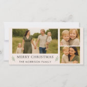 バラ色のキリストの誕生日おめでとう３枚の植物写真 シーズンカード (正面)