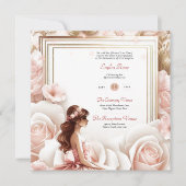 バラ色のキンチアネラ式・披露宴の案内 招待状 (正面)