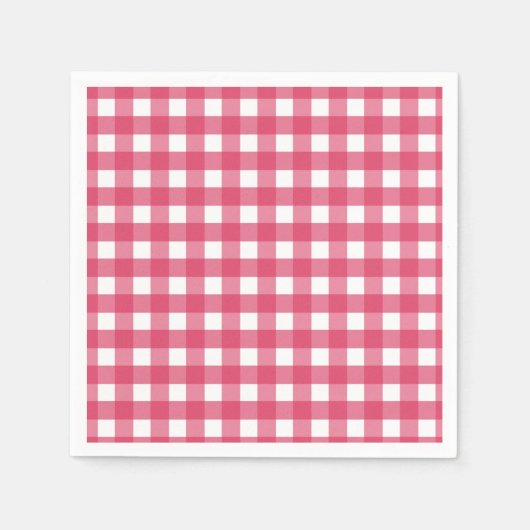 バラ色のギンガム スタンダードカクテルナプキン (正面)