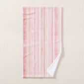 バラ色のクリーム色のストライプ バスタオルセット (ハンドタオル)