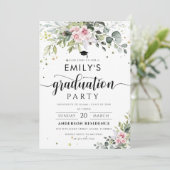 バラ色のグリーンを使った卒業パーティーの招待状 招待状 (スタンド正面)
