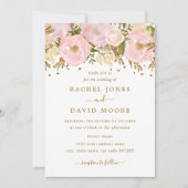 バラ色のゴールドのクラシカルな花柄の結婚式招待状 招待状 (正面)