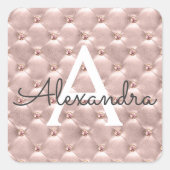 バラ色のゴールドエレガントヴィンテージモノグラム スクエアシール (正面)