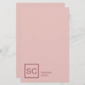 バラ色のゴールドカラープロフェッショナルガーリーネーム 便箋 (正面/裏面)