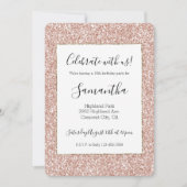 バラ色のゴールドグリッター 招待状 (正面)