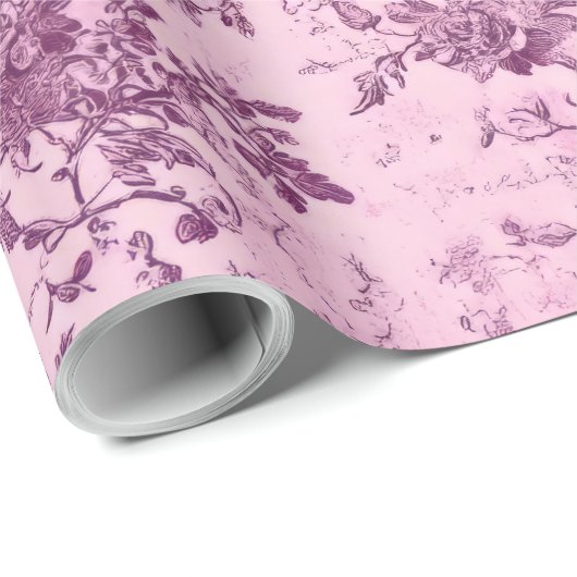 バラ色のシノワズリーデコパージュ ラッピングペーパー (ロールコーナー)