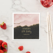 バラ色のシャンパンゴールドのグリッターが抽象的な水彩画のように輝く スタンダードカクテルナプキン (インサイチュ)