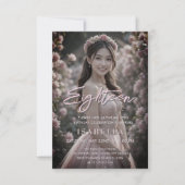 バラ色のスクリプト 18 フォト 18歳の誕生日 招待状 (正面)