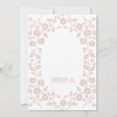 バラ色のタンシンプルな白い花のブライダルシャワー 招待状 (裏面)