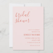 バラ色のテラコッタカリグラフィーブライダルシャワー 招待状 (正面)