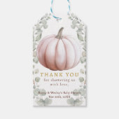 バラ色のトマトのユーカリの秋のベイビーシャワーフェルトタグ ギフトタグ (正面)