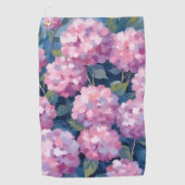 バラ色のハイドランジアの花 ゴルフタオル (正面)