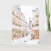 バラ色のパリ・エッフェル塔・冬のクリスマス カード (裏面)