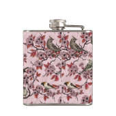 バラ色のピンクに鳥と桜 フラスク (裏面)