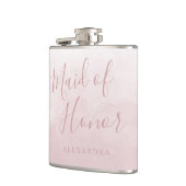 バラ色のピンクのウェディング メイドオブオナー ギフト フラスク (左)