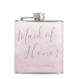 バラ色のピンクのウェディング メイドオブオナー ギフト フラスク