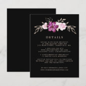 バラ色のピンクのローズ パープル ゴールドの結婚式のゲスト詳細 エンクロージャーカード (正面/裏面)