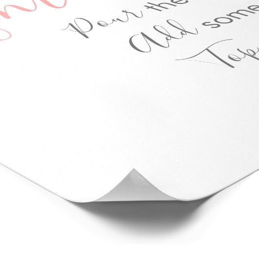 バラ色のピンクゴールドの花のブライダルシャワーミモザバー ポスター (角)