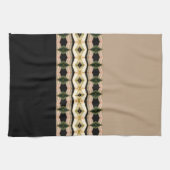 バラ色のピンク色の黒とトープ キッチンタオル (横)