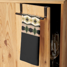 バラ色のピンク色の黒とトープ キッチンタオル