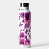 バラ色のフローラウォーターボトル – ピンクフラワーステンレス ウォーターボトル (右面)