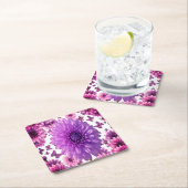 バラ色のフローラコースター – ピンクフラワードリンクマット スクエアペーパーコースター (インサイチュ)