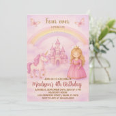 バラ色のプリンセス誕生日招待状 招待状 (スタンド正面)