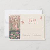 バラ色のベル・エポックのトンボの愛 アール・ヌーヴォー ご返事お願いします 招待状 (正面)