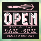 バラ色のホイップ オープン時間 ベーカリー ビジネス ブラック ウィンドウサイン (シート3)