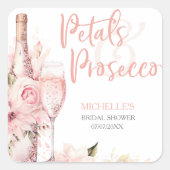 バラ色のボヘミアンピンクの花とプロセッコの花 スクエアシール (正面)